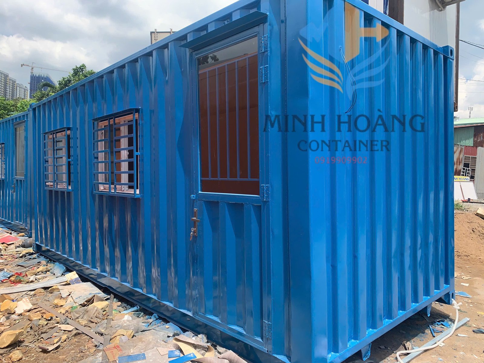 Container Văn Phòng 20 Feet Xanh Dương Vỏ Thường